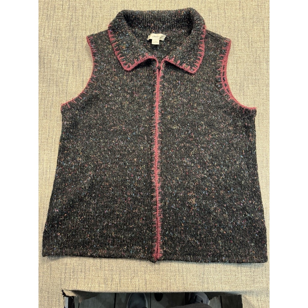 Vintage CJ Banks full zip front confetti sweater vest‎ woman's size 1X